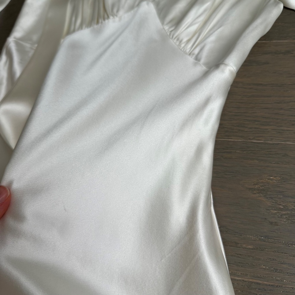 Reformation Pernille 100% Silk Ivory Wedding Dress with Tie Straps - Picture 8 of 15